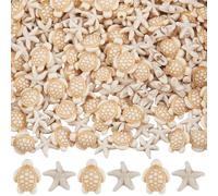 SUNNYCLUE 1 Box 400Pcs 2 Styles Turtle and Starfish Beads Acrylic Ocean Beads Bulk Plastic Hawaii Imitation Stone Sea Tortoise Marine Cute Summer Loose Spacers for Jewelery Making Supplies DIY Crafts