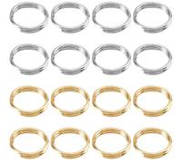 SUNNYCLUE 1 Box 400Pcs 8mm Split Jump Rings Silver Jump Ring Connectors 304 Stainless Steel Small Gold Round Double Loops Ring Connector for Jewellery Making Necklaces Bracelets Supplies DIY Crafts