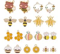 SUNNYCLUE 1 Box 40Pcs 10 Styles Bee Charms Bulk Honeycomb Charm Alloy Enamel Yellow Honeybee Flower Spring Insects Charms for Jewellery Making Charms Findings DIY Earrings Necklaces Bracelet Adults