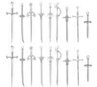 SUNNYCLUE 1 Box 40Pcs 10 Styles Sword Charms Silver Knife Charm Alloy Bookmark Ancient Metal Europe Dagger Long Weapon Pendants for Jewellery Making Findings DIY Necklace Earrings Adults Craft Man