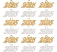 SUNNYCLUE 1 Box 40Pcs 2 Colors 2025 Charms Graduation Tassel Charm Alloy Gold Grad Year Silver Graduation Hats School Hanging Pendants Charms for Jewelry Making Charms Teacher's Day Graduation Season