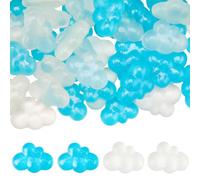 SUNNYCLUE 1 Box 40Pcs 2 Colors Resin Cloud Charms Glow in the Dark Embellishments Bulk Transparent Paillette Flatback Luminous Clouds Cabochons for DIY Scrapbooking Crafts Hair Clip Decor Cellphone