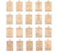 SUNNYCLUE 1 Box 40pcs 20 Styles Tarot Card Charms Tarot Charm Rectangle Alloy Light Gold Vintage Magic Good Lucky Fortune Card Pendants for Jewellery Making Bracelets Earrings DIY Crafting Supplies