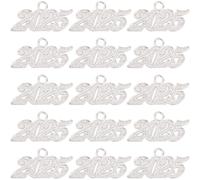 SUNNYCLUE 1 Box 40Pcs 2025 Graduation Charm Grad Year Charms Alloy Silver Student Graduation Hats Tassel Year Number Hanging Pendants Charms for Jewellery Making Charms Teacher's Day Graduation Season