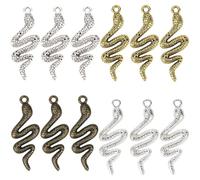 SUNNYCLUE 1 Box 40Pcs 4 Colors Alloy Snake Charms Pendants Metal Animal Cobra Viper Boa Pendant Antique Vintage Snakes for Jewelry Making Charms DIY Earrings Necklaces Bracelets Crafts Supplies