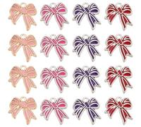 SUNNYCLUE 1 Box 40Pcs 4 Colors Bowknot Charms Bow Charm Alloy Enamel Cute Gold Flat Red Pink Purple Colorful Butterfly Charm for Jewelry Making Charms Women diy Earrings Necklace Bracelets Crafting