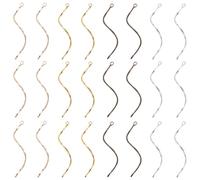 SUNNYCLUE 1 Box 40Pcs 4 Colors Dangle Bar Charms Ear Thread Findings S Shape Silver Gold Brass Metal Twist Wave Long Strip Connector Pendants for Jewellery Making Earrings Necklaces DIY Craft Supplies