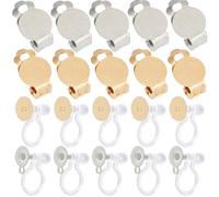 SUNNYCLUE 1 Box 40Pcs 4 Styles Earring Converter Clip on Earring Backs Plastic Stainless Steel Round Flat Tray Non Pierced Ears Clip Earring Findings for Jewelry Making Supplies DIY Earrings Crafts