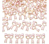 SUNNYCLUE 1 Box 40pcs Alloy Bow Charms Bow Tie Charm Flat Pink Enamel Large Metal Light Gold Kawaii Bowknot Charms Bulk For Jewellery Making Earrings Necklaces Festival Wedding Supplies Accessories