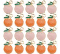 SUNNYCLUE 1 Box 40Pcs Alloy Fruit Charms Cartoon Orange Charm Bulk Metal Gold Plated Enamel Imitation Cute Fruits Ornament Pink Peach Dangle Charm for Jewelry Making Charms Necklace Earrings DIY Craft