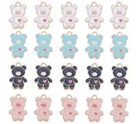 SUNNYCLUE 1 Box 40Pcs Bear Charms Bulk Enamel Bear Charm Cartoon Style Cute Small Pink Blue White Black Animal Charms Heart Love Bears Charm for jewellery Making Charms DIY Keychain Crafts Supplies