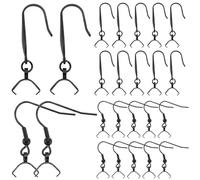 SUNNYCLUE 1 Box 40Pcs Black French Earring Hooks with Pinch Bails Clasp Stainless Steel Earring Hooks Bulk Ear Wire Fishhook Earwires Earrings Findings for jewellery Making DIY Dangle Earrings