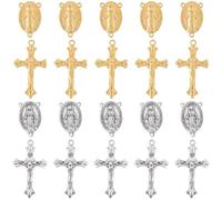 SUNNYCLUE 1 Box 40Pcs Crucifix Charms Rosary Charm Bulk Tibetan Style Oval Chandelier Component Links Small Alloy Crosses Easter Cross Pendants for Jewellery Making Necklaces Bracelets Women DIY Craft
