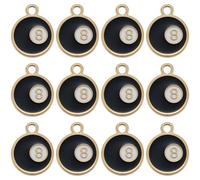 SUNNYCLUE 1 Box 40Pcs Eight Ball Charms Enamel Number Charms Bulk Alloy Enamel Black No 8 Billiard Flat Round Lucky Numbers Pendants for Jewellery Making Findings Necklaces Earrings Bracelets Keychain