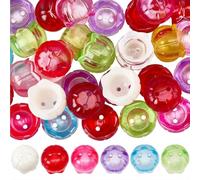 SUNNYCLUE 1 Box 40Pcs Flower Shaped Beads Acrylic Flower Bead Caps Bulk Colorful Trumpet Random Transparent Plastic Floral Loose Spacers for Jewellery Making Supplies Bracelet Necklace DIY Craft Women