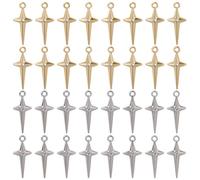 SUNNYCLUE 1 Box 40Pcs Four Pointed Star Charm Metal Stars Charms Bulk Rhinestone Alloy Silver Gold Shine Dangle Small Celestial Pendants for Jewellery Making Supplies DIY Necklace Bracelet Earring