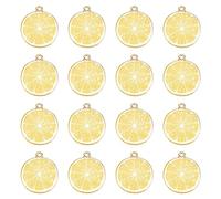 SUNNYCLUE 1 Box 40Pcs Fruit Charms Yellow Lemon Charm Enamel Light Gold Plated Alloy Lemon Slice Flat Round Charms Miniature Lifelike Charms for jewellery Making Charm DIY Necklace Earrings Supplies