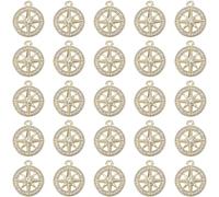 SUNNYCLUE 1 Box 40Pcs Gold Compass Charm Six Pointed Star Charm Bulk Metal Alloy Rhinestone Round Hexagram Compasses Charm for Jewellery Making Pendants Bracelets Earrings DIY Crafts Finding