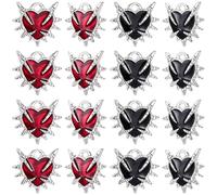 SUNNYCLUE 1 Box 40Pcs Goth Heart Charms Sacred Heart Charms Bulk Halloween Black Red Cone Spike Antique Silver Alloy Enamel Dangle Pendants for Jewelry Making Earrings Necklace Bracelet DIY Crafts