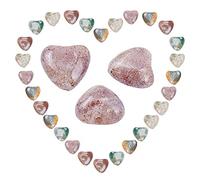 SUNNYCLUE 1 Box 40pcs Heart Stone Beads Indian Agate Green Carved Natural Quartz Gemstone Heart Loose Spacer Beads Healing Crystal Chakra Polished Strands for Jewelry Crafts Supplies, 10MM