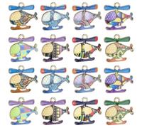 SUNNYCLUE 1 Box 40Pcs Helicopter Charms Bulk Transportation Vehicle Charms Alloy Enamel Mini Small Travel Airline Air Plane Aircraft Pendants for Jewellery Making Earrings Necklace Bracelet Diy Craft