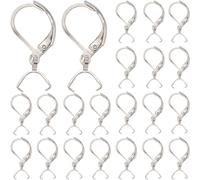SUNNYCLUE 1 Box 40Pcs Leverback Ear Wires Silver Earring Hooks Bulk Metal 304 Stainless Steel Dangle Wire Hook Findings with Ice Pick Pinch Bails for Jewellery Making Earrings DIY Crafts Accessories