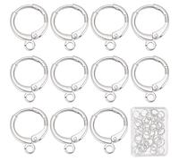 SUNNYCLUE 1 Box 40Pcs Platinum Plated Huggie Hoop Earring Findings Leverback Earring Hooks Hypoallergenic Real Platinum Plated Brass Round Leverbacks Back Finding Lever Back Clasp for Jewellery Making