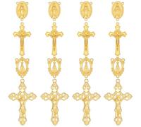 SUNNYCLUE 1 Box 40Pcs Rosary Charms Crucifix Charm Bulk Gold Easter Crosses Oval Chandelier Component Links Tibetan Style Alloy Cross Pendants for Jewellery Making Necklaces Bracelets Women DIY Crafts