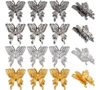 SUNNYCLUE 1 Box 40Pcs Silver Wing Beads Metal Butterfly Bead Bulk Alloy Black Tibetan Style Gold Flying Insect Animal Spacer Beads for Jewelry Making Supplies DIY Crafting Necklace Bracelet Anklet