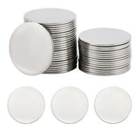 SUNNYCLUE 1 Box 40Pcs Stainless Steel Stamping Plates Stamped Metal Tag Bulk 25mm Flat Round Silver Engravable Blank Disc Patches for Engraving DIY Jewellery Craft Necklaces Earrings Making Supplies