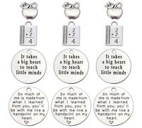 SUNNYCLUE 1 Box 40Pcs Teachers Charms School Charms Flat Round Letter Word Charm Chalkboard Blackboard Best Teacher Charm Alloy Apple Fruit Student Charms for jewellery Making Charm Teacher's Day Gift
