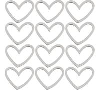 SUNNYCLUE 1 Box 40Pcs Valentine's Day Open Back Bezel Charms Stainless Steel Heart Linking Rings Love Charms Heart Shaped Bezels Frame Blanks Hearts Links Charm Connectors for Jewellery Making
