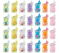 SUNNYCLUE 1 Box 42Pcs 7 Colors Drink Bottle Charms Milk Tea Charms Resin Teddy Bear Shaped Cup Mini Cute Drink Bottle Dangle Pendants for Jewelry Making Accessories DIY Keychain Earrings Crafts