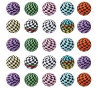 SUNNYCLUE 1 Box 45Pcs 9 Color 15mm Check Beads Checkered Focal Beads 15mm Bulk Large Soft Rubber Black White Tartan Loose Plaid Silicone Beads for Keychain Making Crafts Bracelets Pens Supplies Women