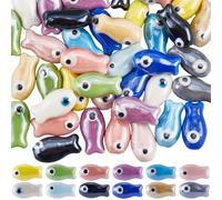 SUNNYCLUE 1 Box 48Pcs 12 Colors Ceramic Beads Tropical Fish Beads Ocean Sea Marine Bright Glazed Colorful Cute Porcelain Spacers for Jewellery Making Supplies DIY Craft Necklace Bracelet Women Adults