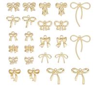 SUNNYCLUE 1 Box 48Pcs 12 Styles Gold Bows Charm Bow Tie Charms Metal Alloy Cute Hollow Bowknot Charm for Jewellery Making Charms Valentine's Day DIY Keychain Bracelet Earrings Necklace Findings Women