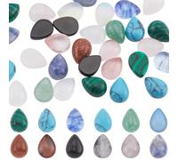 SUNNYCLUE 1 Box 48Pcs 12 Styles Teardrop Stone Cabochons Gemstone Cabochon Bulk Natural Water Shaped Tear Drop Flatback Quartz Chakra No Hole Loose Gem Stones Cabochons for Necklace jewellery Making D
