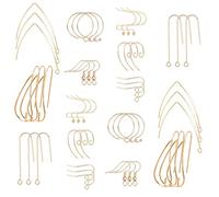 SUNNYCLUE 1 Box 48pcs 18K Gold Plated Earring Hooks Kit Kidney Ear Wires Fish French Earring Hook Earwire Lever Back Beading Hoop Earring Findings for DIY Earrings Jewellery Making Hypoallergenic