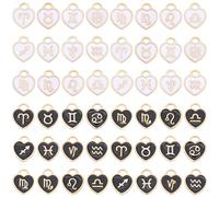 SUNNYCLUE 1 Box 48Pcs 24 Styles Constellation Charms Gold Enamel Heart Charms Bulk Alloy Zodiac Sign 12 Constellations Astrology Horoscope Pendants for Necklace Bracelet Earring Jewellery Making Craft
