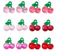 SUNNYCLUE 1 Box 48Pcs 6 Colors Colorful Cherry Charms Cherries Charm Bulk Resin 3D Dangle Green Red Resin Transparent Cute Fruit Pendants for Jewellery Making Necklace Bracelet Earring DIY Craft Decor