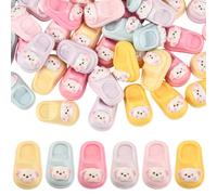 SUNNYCLUE 1 Box 48Pcs 6 Colors Flip Flop Charms Cute Cabochons Flatback Resin Mini Puppy Dog Soft Slippers Shoe Summer Ocean Life Beach Cabochon for DIY Hairclip Phone Case Crafts Decoration Adult