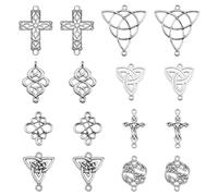 SUNNYCLUE 1 Box 48Pcs 8 Styles Celtic Charms Silver Celtic Knot Charm Bulk Antique Alloy Irish Cross Trinity Links Connector Knot Charms for Jewellery Making Charm Necklace Bracelet Earring DIY Crafts