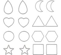 SUNNYCLUE 1 Box 48Pcs 8 Styles Stainless Steel Open Back Bezels Hollow Frame Star Moon Round Geometric Open Bezel Charm Resin Craft Frames Linking Ring Pendant Bezel Blanks for Jewellery Making Charms