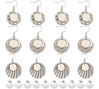 SUNNYCLUE 1 Box 48Pcs Cabochon Earring Setting Bezel Blank Earrings Cabochon Earrings Stainless Steel Cabochon Setting Earrings with Glass Cabochons for jewellery Making Kits DIY Crafts Supplies