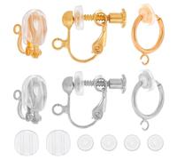 SUNNYCLUE 1 Box 48Pcs Earring Converters Clip on Earring Findings Bulk Silicone Earring Pads 24Pcs Earring Cushions 24Pcs Hypoallergenic Clip-on Earrings Converter Components for Non-Pierced Ears
