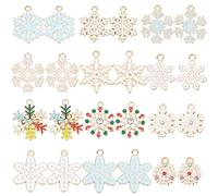 SUNNYCLUE 1 Box 48Pcs Multi Color Snowflake Charms for Jewellery Making, DIY Necklace, Bracelet, Earrings & Ornaments
