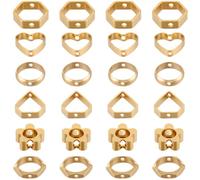 SUNNYCLUE 1 Box 48Pcs Real 24K Gold Plated Brass Bead Frames Heart Bead Frame Heart Triangle Hexagon Hollow Flower Round Brass Beads Frame for jewellery Making Charms Supplies DIY Necklace Bracelets