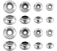 SUNNYCLUE 1 Box 48Pcs Stainless Steel Slider Beads 4 Sizes Stoppers Beads with Rubber O Rings Inside Rondelle Beads Stoppers Round Silicone Spacer Beads Stoppers for jewellery Making Beading Supplies
