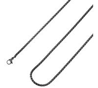 SUNNYCLUE 1 Box 4Pcs 24 Inch/60CM Square Chain Necklace Black Box Link Chain 2.5mm Metal 304 Stainless Steel Round Boxes Linking with Lobster Claw Clasps for Jewelry Making DIY Crafts Women Findings