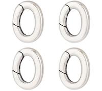 SUNNYCLUE 1 Box 4Pcs 925 Thailand Sterling Silver Oval Key Rings Spring Gate Rings Spring Ring Connector Clasp Carabiner Snap Clip Lock for Keychain Lanyard Leather jewellery Making Supplies DIY Craft